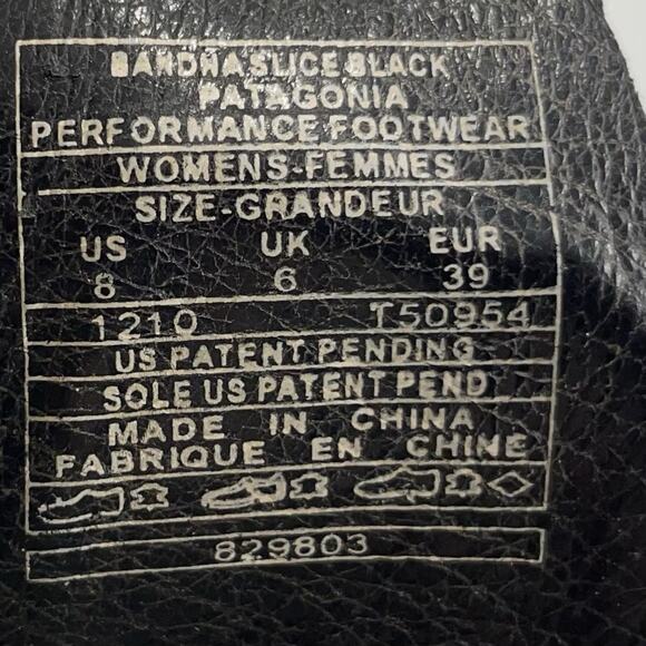 Patagonia Bandha Slice Sandals Womens 8 Black Strappy Toe Loop Slip On Leather - Picture 9 of 9